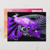 ELEGANTER PEACOCK IN LILA VIOLETTENSCHWARZE POSTKARTE (Vorne/Hinten)