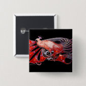 ELEGANTER PEACOCK IN ROT, SCHWARZ BUTTON (Vorne & Hinten)
