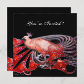 ELEGANTER PEACOCK IN ROT UND SCHWARZ EINLADUNG (Vorne/Hinten)