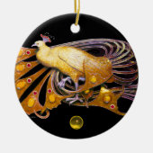 ELEGANTER PEACOCK IN YELLOW TOPAZ KERAMIK ORNAMENT (Vorne)