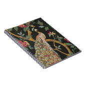 Eleganter Peacock On Black Spiral Notebook Notizblock (Rechte Seite)