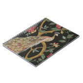 Eleganter Peacock On Black Spiral Notebook Notizblock (Linke Seite)
