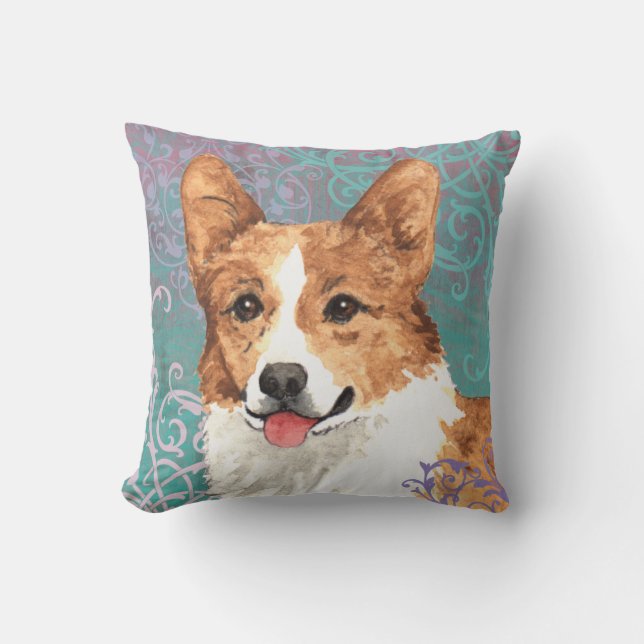Eleganter Pembroke-WaliserCorgi Kissen (Vorderseite)