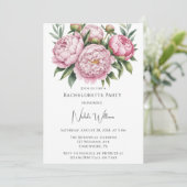 Eleganter Peony Floral Junggeselinnen-Abschied Einladung (Stehend Vorderseite)