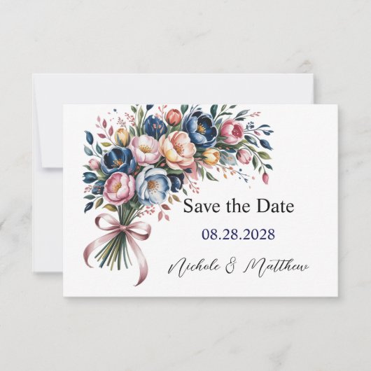 Eleganter Peony Kreath zum Hochzeitsstichtum speic Save The Date (Vorderseite)