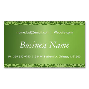 Eleganter Peridot-Grün-Damast Magnetische Visitenkarte