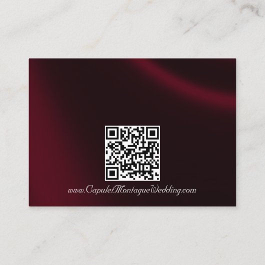 Eleganter Perl, Burgund Ribbon & Sparkle QR Code Begleitkarte (Rückseite)