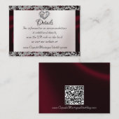 Eleganter Perl, Burgund Ribbon & Sparkle QR Code Begleitkarte (Vorne/Hinten)