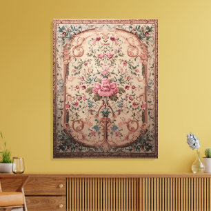 Eleganter persischer Blumen-Teppich auf gespanntem Leinwanddruck