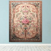 Eleganter Persischer Blumenrug Stretched Canvas Pr Leinwanddruck (Insitu (Holzboden))