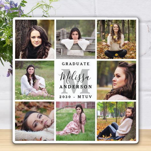 Eleganter Personalisiert 8 Foto Collage Abschluss Fotoplatte