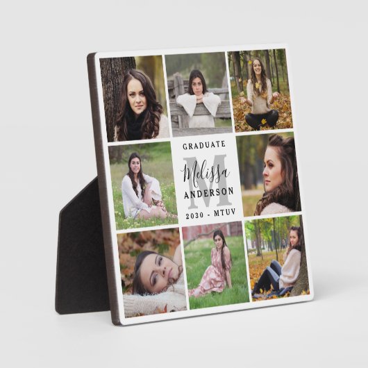 Eleganter Personalisiert 8 Foto Collage Abschluss Fotoplatte (Vorderseite)