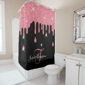 Eleganter Personalisiert rosa Glitzer Effekt Glitz Duschvorhang (Beispiel)