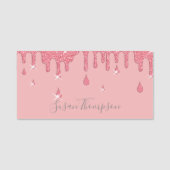Eleganter Personalisiert rosa Glitzer Effekt Glitz Namensschild (Vorderseite)