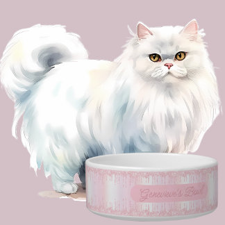 Eleganter Personalisiert rosa Tropfen Glitzer Katz Napf