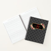 Eleganter Personalisierter Black Polka Dot und Ros Notizblock (Innenseite)