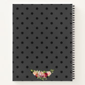 Eleganter Personalisierter Black Polka Dot und Ros Notizblock (Rückseite)