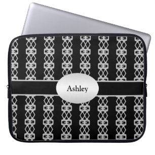 Eleganter Personalisierter Black & Silver Double D Laptopschutzhülle
