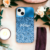 Eleganter Personalisierter Blue Glitzer Look Luxur iPhone Hülle
