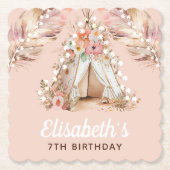 Eleganter Personalisierter Bohemischer Geburtstag Untersetzer (Vorderseite)