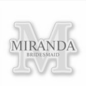 Eleganter Personalisierter Bridesmaid Name und Mon Aufkleber (Vorderseite)