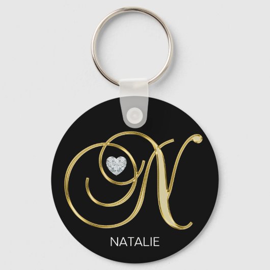 Eleganter Personalisierter Goldbrief N Schlüsselanhänger (Vorderseite)