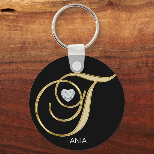Eleganter Personalisierter Goldbrief T Schlüsselanhänger (Vorderseite)