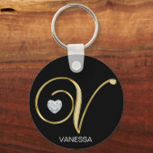 Eleganter Personalisierter Goldbrief V Schlüsselanhänger (Vorderseite)