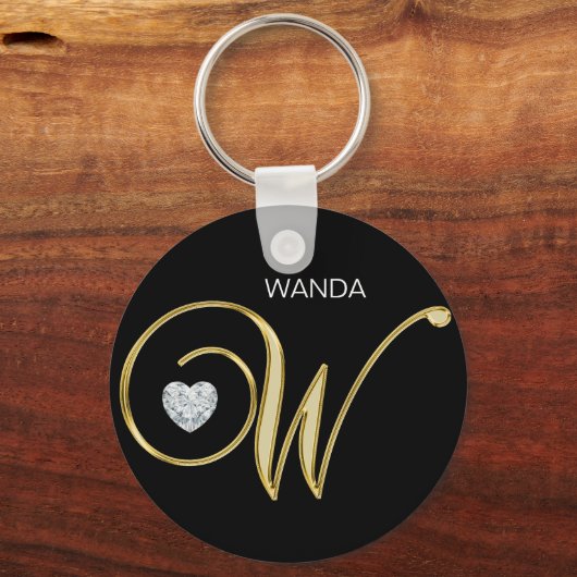 Eleganter Personalisierter Goldbrief W Schlüsselanhänger (Vorderseite)