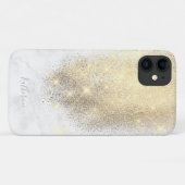 Eleganter personalisierter Goldmarmor-Glitzer Case-Mate iPhone Hülle (Rückseite (Horizontal))
