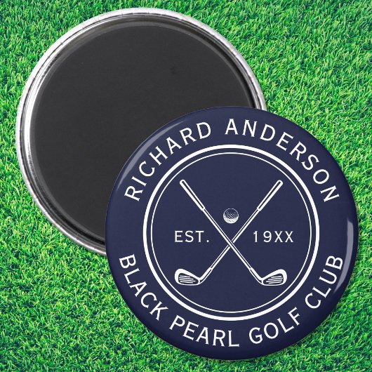 Eleganter Personalisierter Golfclub Name Navy Blue Magnet
