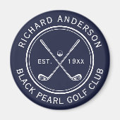 Eleganter Personalisierter Golfclub Name Navy Blue Magnet (Vorne)