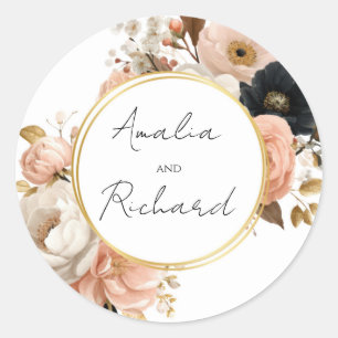 Eleganter personalisierter Hochzeitsaufkleber mit Runder Aufkleber