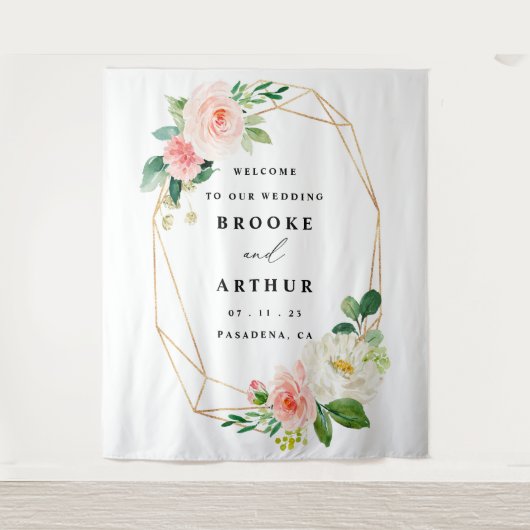 Eleganter Personalisierter Hochzeitsfotograf Wandteppich (Vorderseite)