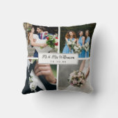 Eleganter Personalisierter Hochzeitstag FotoCollag Kissen (Rückseite)