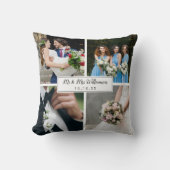 Eleganter Personalisierter Hochzeitstag FotoCollag Kissen (Vorderseite)