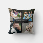 Eleganter Personalisierter Hochzeitstag FotoCollag Kissen (Vorderseite)
