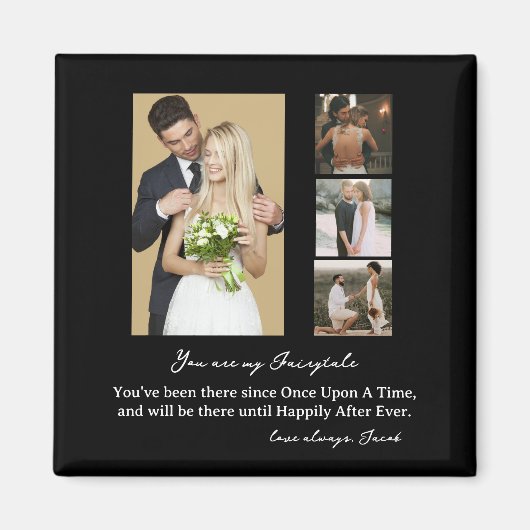 Eleganter Personalisierter Hochzeitstag FotoCollag Magnet (Vorne)