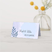 Eleganter Personalisierter Hochzeitstisch für blau Platzkarte (Rückseite)