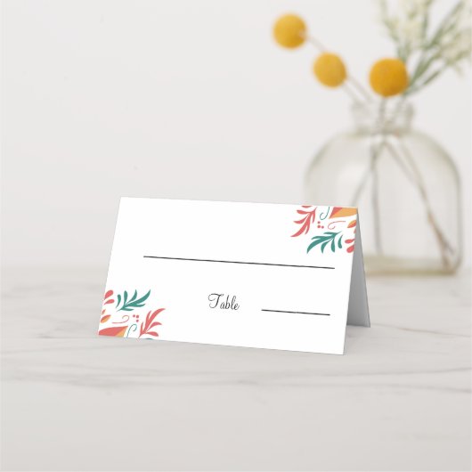 Eleganter Personalisierter Hochzeitstisch mit Blum Platzkarte (Vorderseite)