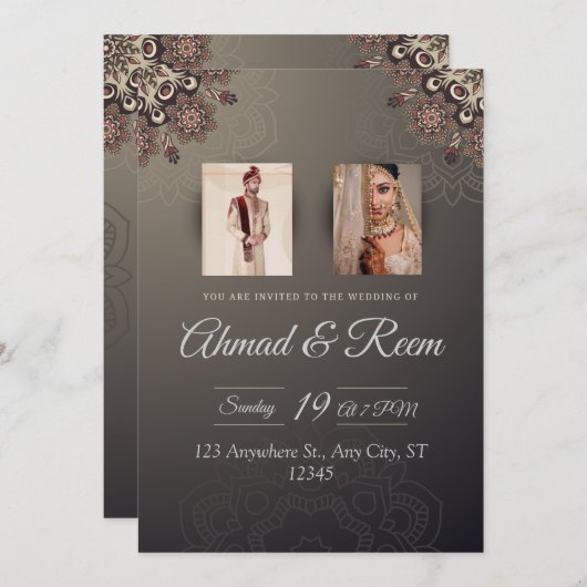 Eleganter Personalisierter indischer Einladungswag Einladung (Vorne/Hinten)