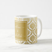 Eleganter Personalisierter Kaffee aus Gold und Whi Kaffeetasse (VorderseiteRechts)