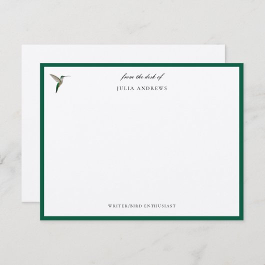 Eleganter personalisierter Kolibri Mitteilungskarte (Vorne/Hinten)