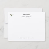 Eleganter personalisierter Kolibri Mitteilungskarte (Vorderseite)