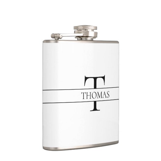 Eleganter Personalisierter Mit Monogramm Individue Flachmann (Rechts)