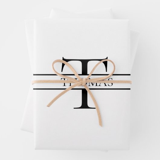 Eleganter Personalisierter Mit Monogramm Individue Geschenkpapier Set (Beispiel)