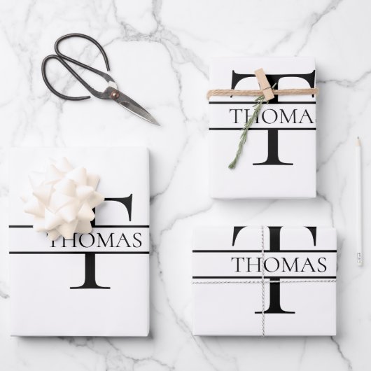 Eleganter Personalisierter Mit Monogramm Individue Geschenkpapier Set (Vorderseite)