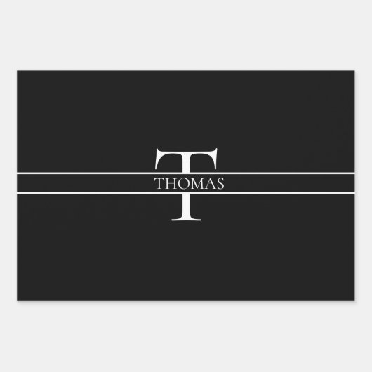 Eleganter Personalisierter Mit Monogramm Individue Geschenkpapier Set (Vorderseite 2)