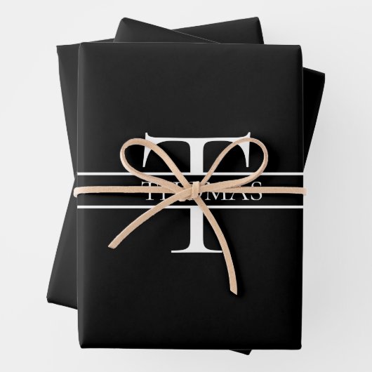 Eleganter Personalisierter Mit Monogramm Individue Geschenkpapier Set (Beispiel)