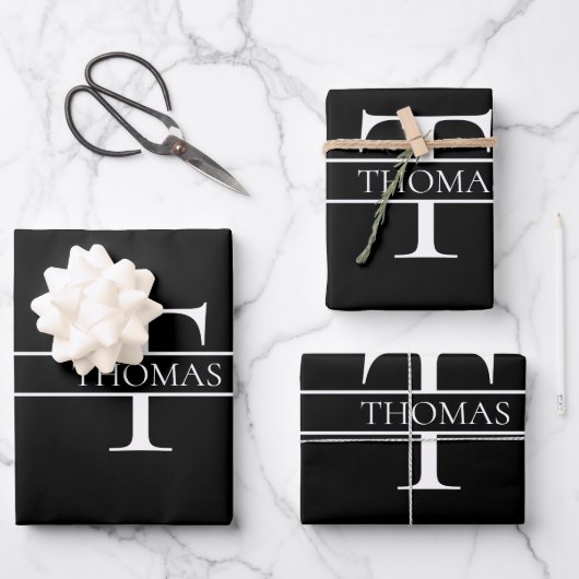 Eleganter Personalisierter Mit Monogramm Individue Geschenkpapier Set (Vorderseite)
